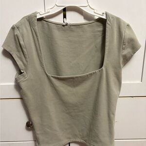 Garage Olive Short Sleeve Square Neck Top
